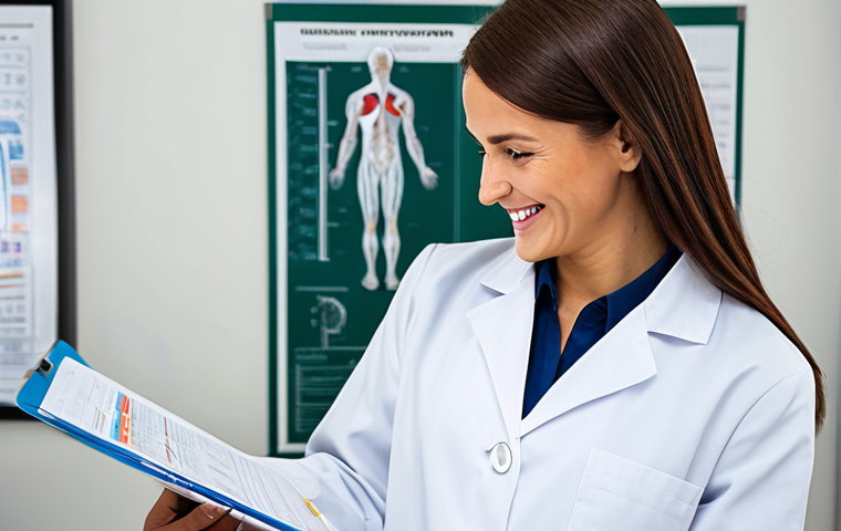 **

"A professional female nutritionist in a modest lab coat, smiling warmly while reviewing a patient's chart in a bright, modern clinic. Safe for work, appropriate content, fully clothed, professional, perfect anatomy, correct proportions, natural pose, well-formed hands, proper finger count, natural body proportions, high quality."

**