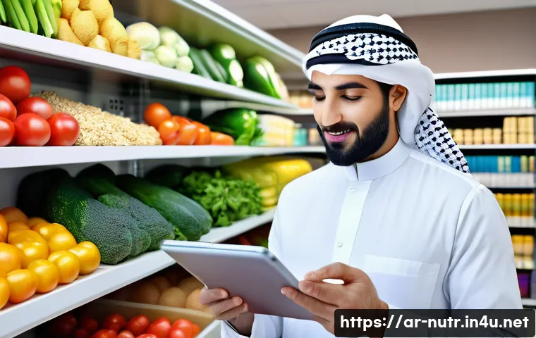 영양사 실무 관련 도서 추천 - A professional Arab nutritionist in a modern clinic setting, explaining nutritional components like ...